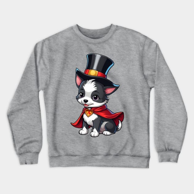 Adorable Puppy Wearing a Top Hat and Cape Crewneck Sweatshirt by Leon Star Shop